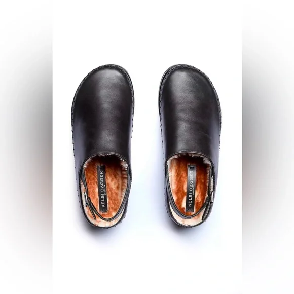 ▪️NIB Kelsi Dagger Brooklyn Freddie Black Shearling Slingback Clogs - Picture 7 of 13